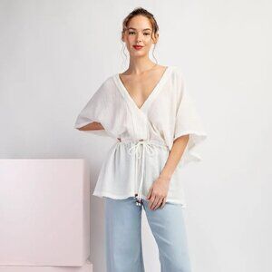 SOFT WASED COTTON GAUZE BLOUSE TOP